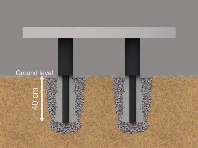 Elements bänk svängd för nedgjutning
