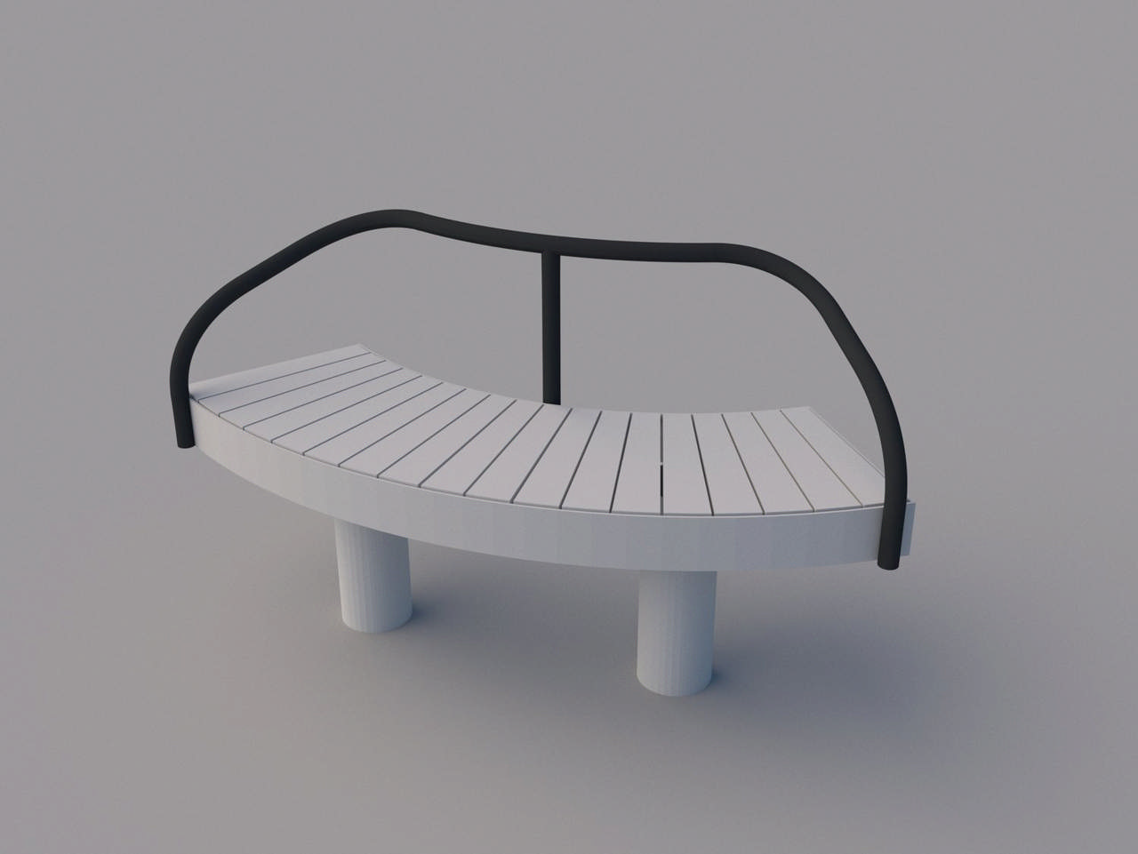Elements bänk svängd med ryggstöd insida för nedgjutning