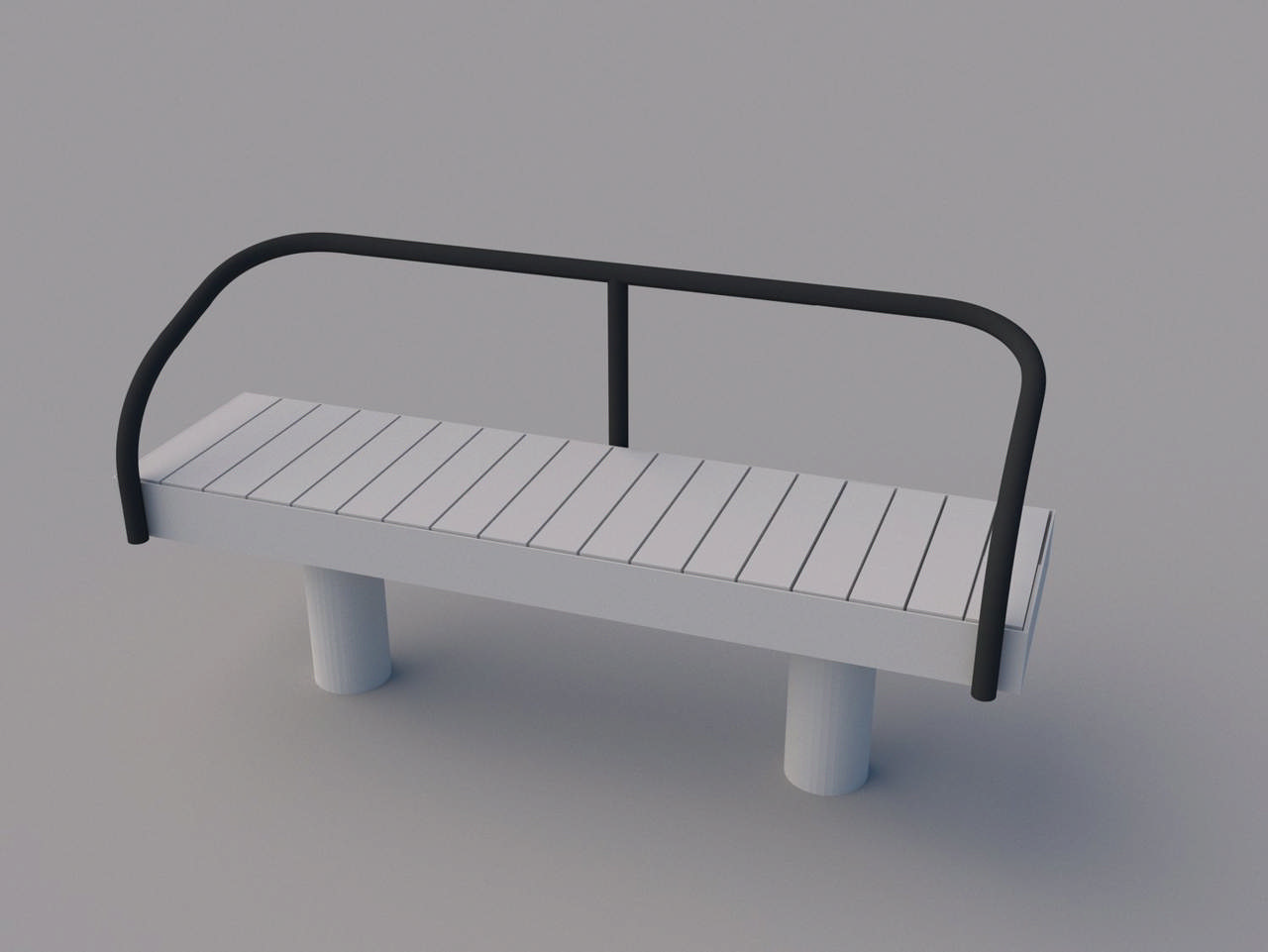 Elements bänk rak med ryggstöd för nedgjutning